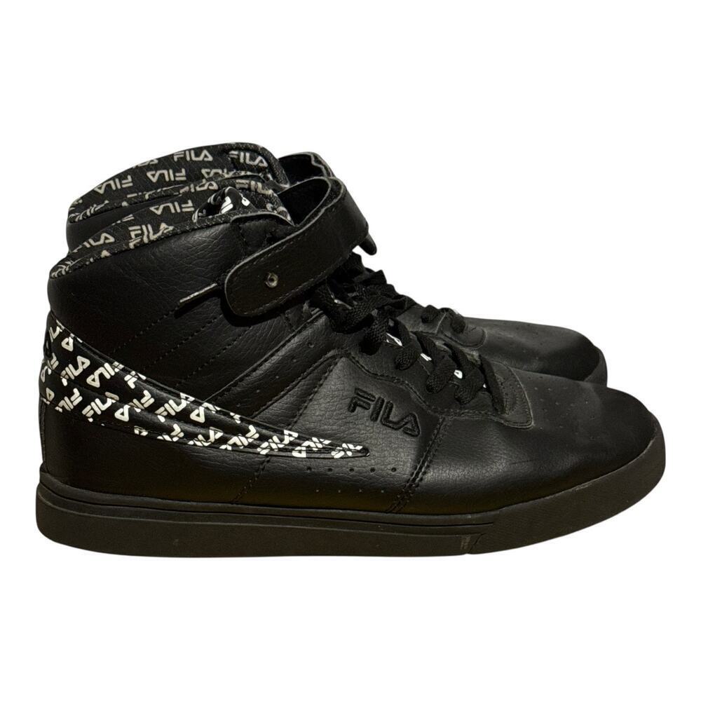 Fila F13 Strap High Top Sneakers Black White Logo Men's Size 9.5 Retro Athletic